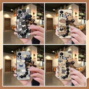 silicone Anti-knock Phone Case For Infinix Hot11S/X6812 Simplicity cute soft case Cartoon Skin-friendly feel Waterproof Black pearl pendant protective case Back Cover