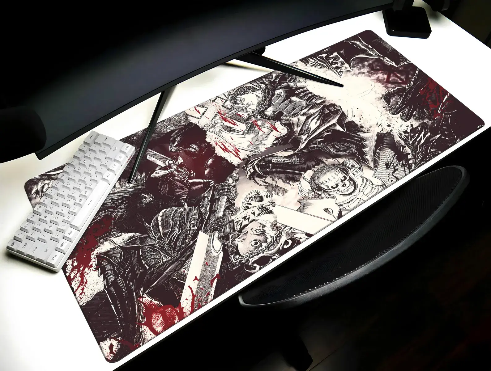 Berserk Desk Mat Anime Mouse Pad, GUTS PC Gaming Desk Pad for Gamers, Berserk Keyboard Mat Gift, Griffith Desk Mat