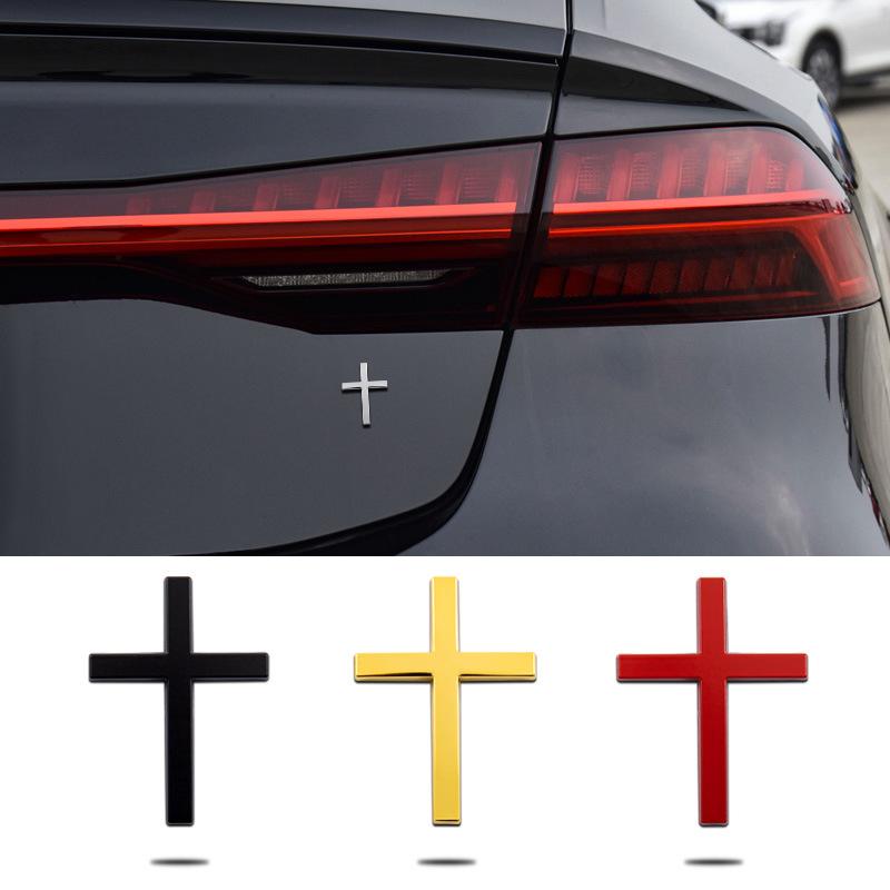 2/4PCS-3D Dimensional Cross Emblem — Self-Adhesive Decorative Decal (Scratch Cover) — Personalized Side Badge