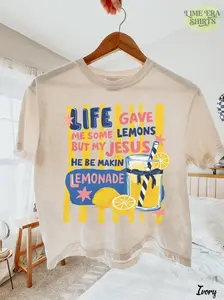 Life Gave Me Lemons But My Jesus Lemonade Comfort Colors Boxy Tee He Be Makin Lemonade Christian Shirt Lemon Summer Faith Tee