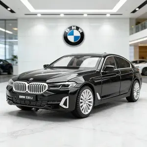 1:24 BMW 530 530LI Alloy Car Model Sound and Light Pull Back Children's Toy Collectibles Birthday Gift