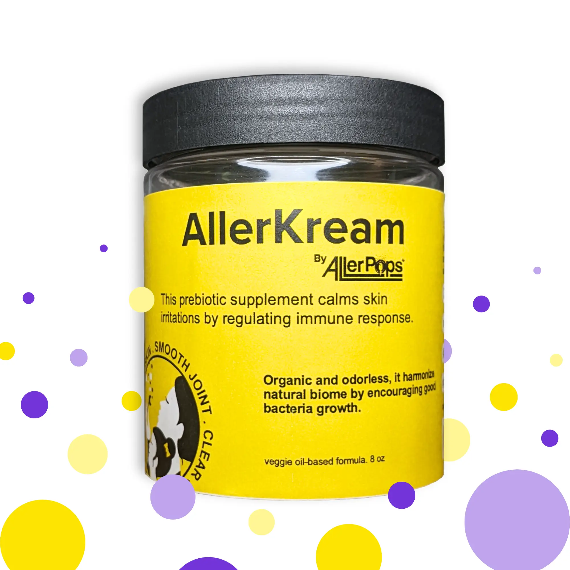 AllerKream Prebiotic Ointment for Clear Skin & Smooth Joints - Organic, Moisturizing, Daily Care, 8 oz