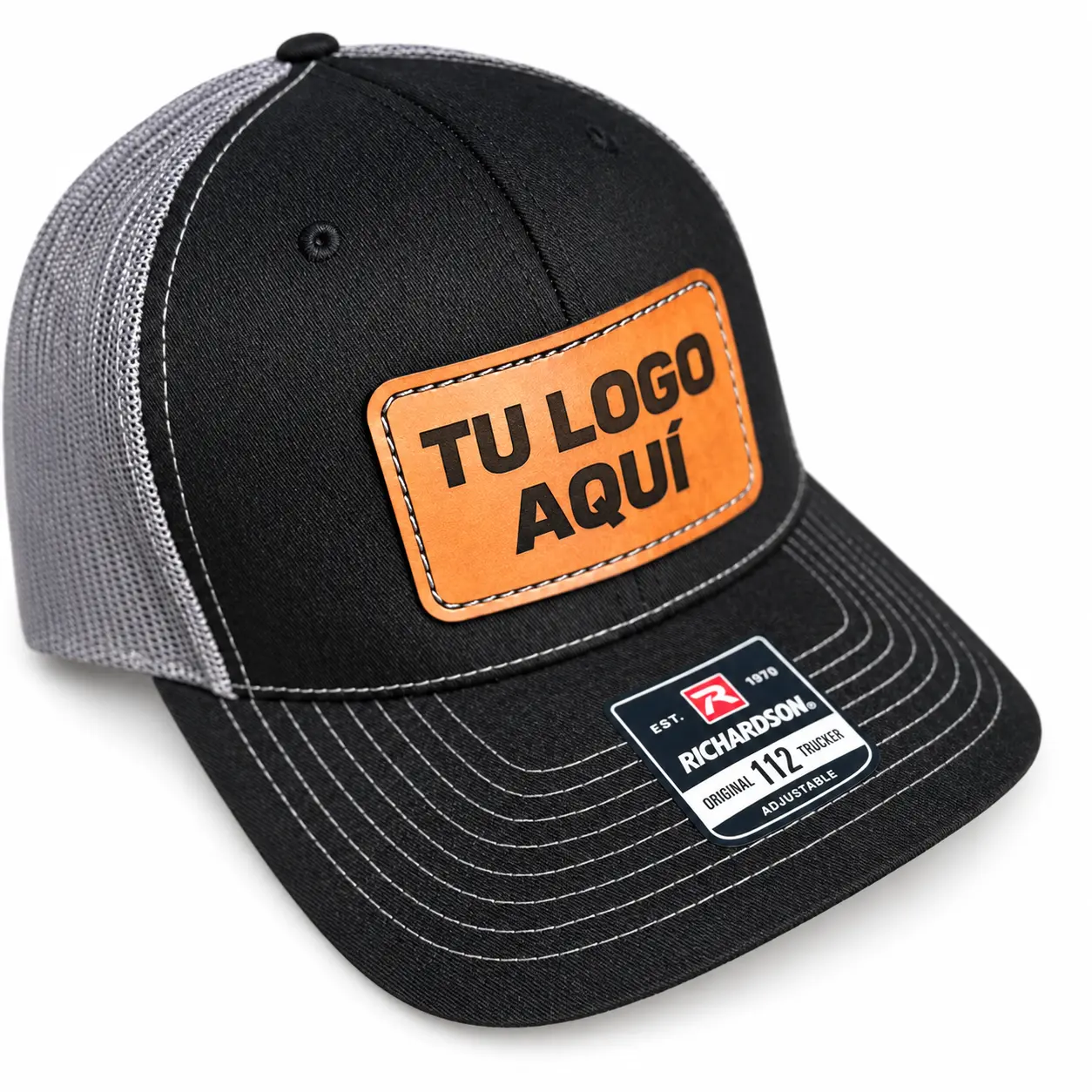 6-Pack Custom Leather Patch Trucker Hats with Your Company Logo