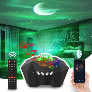 AYJKSEVEN Aurora Moon Star Projector Night Light with Bluetooth Music Speaker, Galaxy Starry Sky LED Timing Starlight Projector for Bedroom, Kids Room Decor with Remote Control