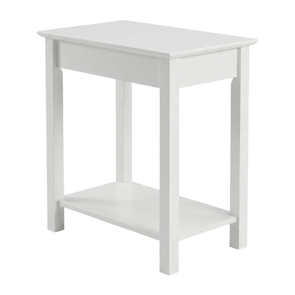 Minimalist White Rectangular Narrow End Table, Indoor Furniture for Lounge, Living Spaces
