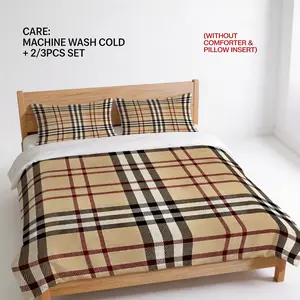 2/3 Pcs Classic Plaid Duvet Cover Set, Vintage Scottish Tartan Print Bedding Set, Zipper Closure, Soft & Breathable, All Season Comfortable Bed Linen for Bedroom & Guest Room (No Insert)