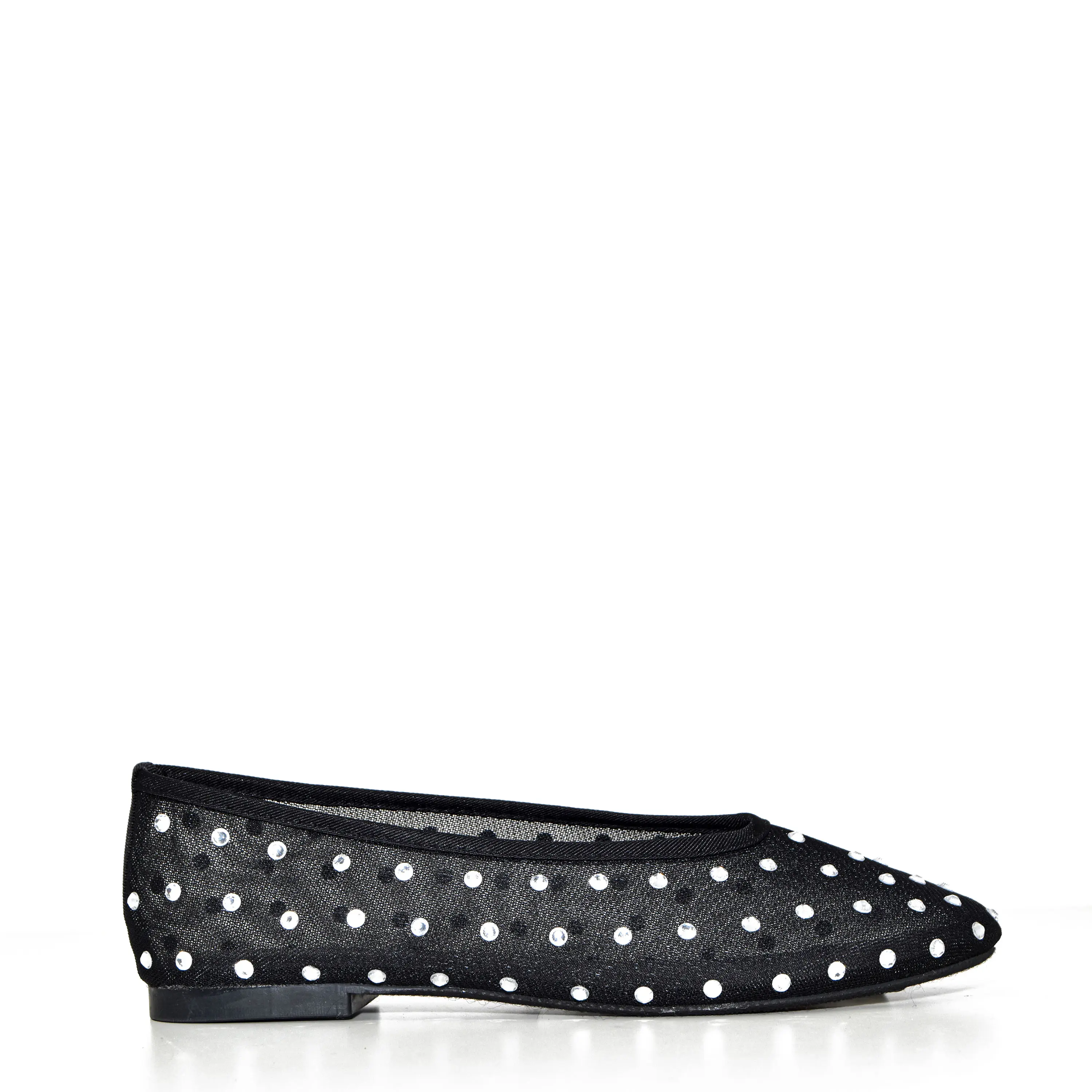 Wild Diva CARDEE-01 Trendy Rhinestone Mesh Almond Toe Ballet Flats