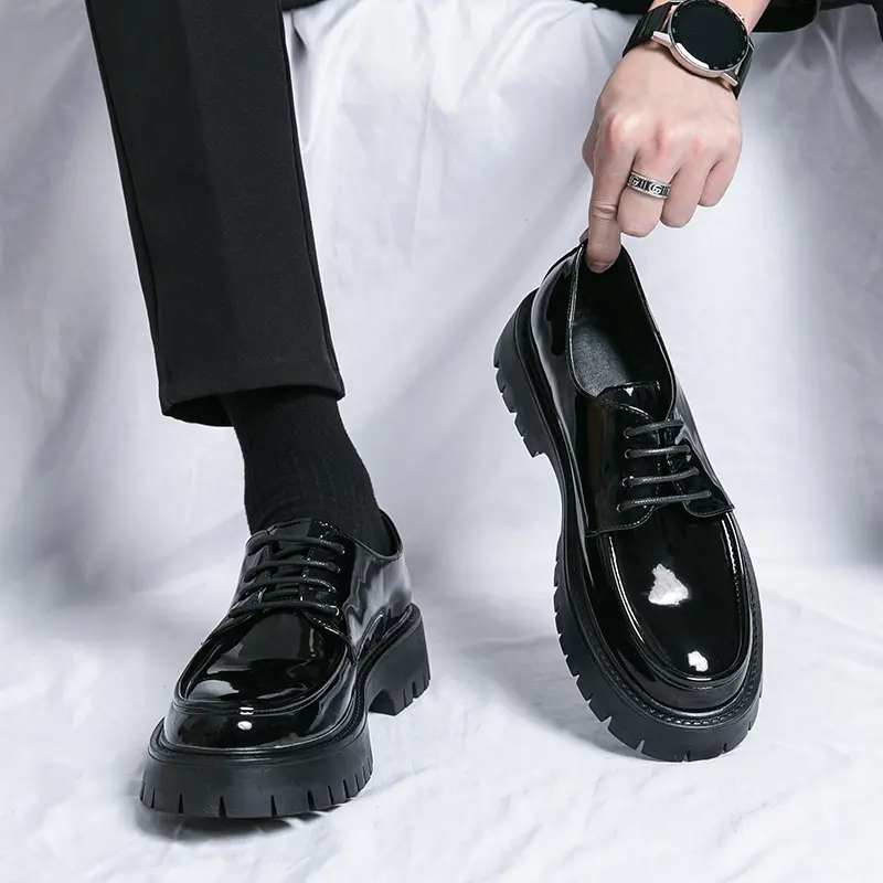Men's Fashionable PU Closed-Toe Comfortable Loafers - Chunky Thick-Soled, Lightweight, Breathable, Anti-Slip Sole, Casual Slip-On Shoes for Daily All-Season Wear, Chunky Thick-Soled Loafers campingessentials