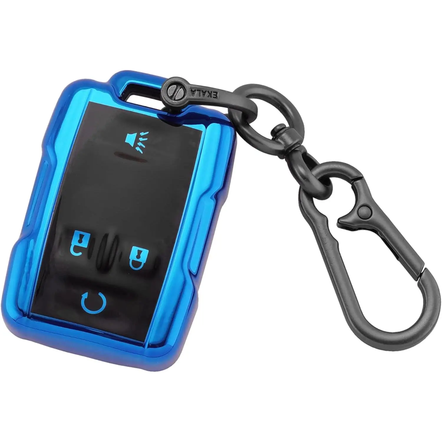Car Accessories Key Fob Cover for GMC, 4-Button Soft TPU Key Case Shell with Keychain, Compatible with Chevy Silverado, Suburban, Tahoe, Colorado & GMC Canyon, Sierra 1500, 2500, 3500 HD (CL-GMCC-4-E)