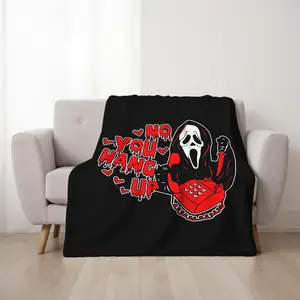 Funny No You Hang Up Horror Ghost Fleece Throw Blanket - Cozy Lightweight Blanket - Soft Fuzzy Plush Blankets Throws for Bedroom Bed Sofa