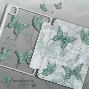 Smart Cover for IPad Air 5th Gen & 10th Gen Air6 5 4 10.9 Pro 11 2nd 3rd 4th 10.2 7th 9th 8th Water Wave Butterfly Protective Tablet Casing Protection Computer