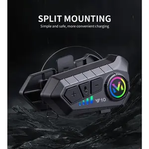 V5.3 Motorcycle Helmet Headset Bluetooth Headset Voice Control Wireless Handsfree Call  Earphone IPx6 1000mah with Ambient Light audio device