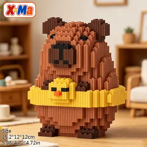 Cute Capybara with Duck Ring Building Blocks Set - Kawaii Capybara Micro Brick Animal DIY Toy Gift for Kids & Home Decor