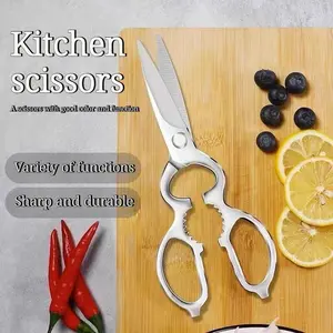Full Steel Kitchen Scissors, Multifunctional Crab Meat Octopus Steak Seaweed Pickled Vegetables Cutting Shears, Soft Hard Cut Quality