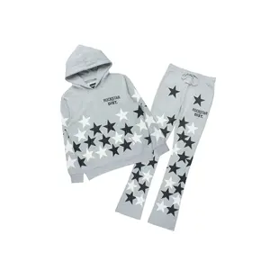 Starlane Heather Grey/Black Hoodie Stacked Flare Fit Track Set