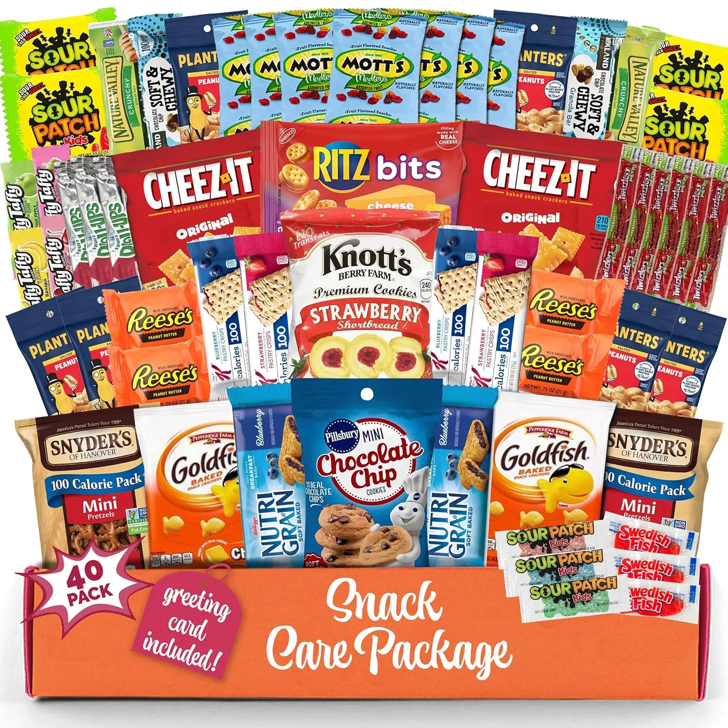 Snack Box Variety Pack (40 Count) Candy Gift Basket - College Student ...