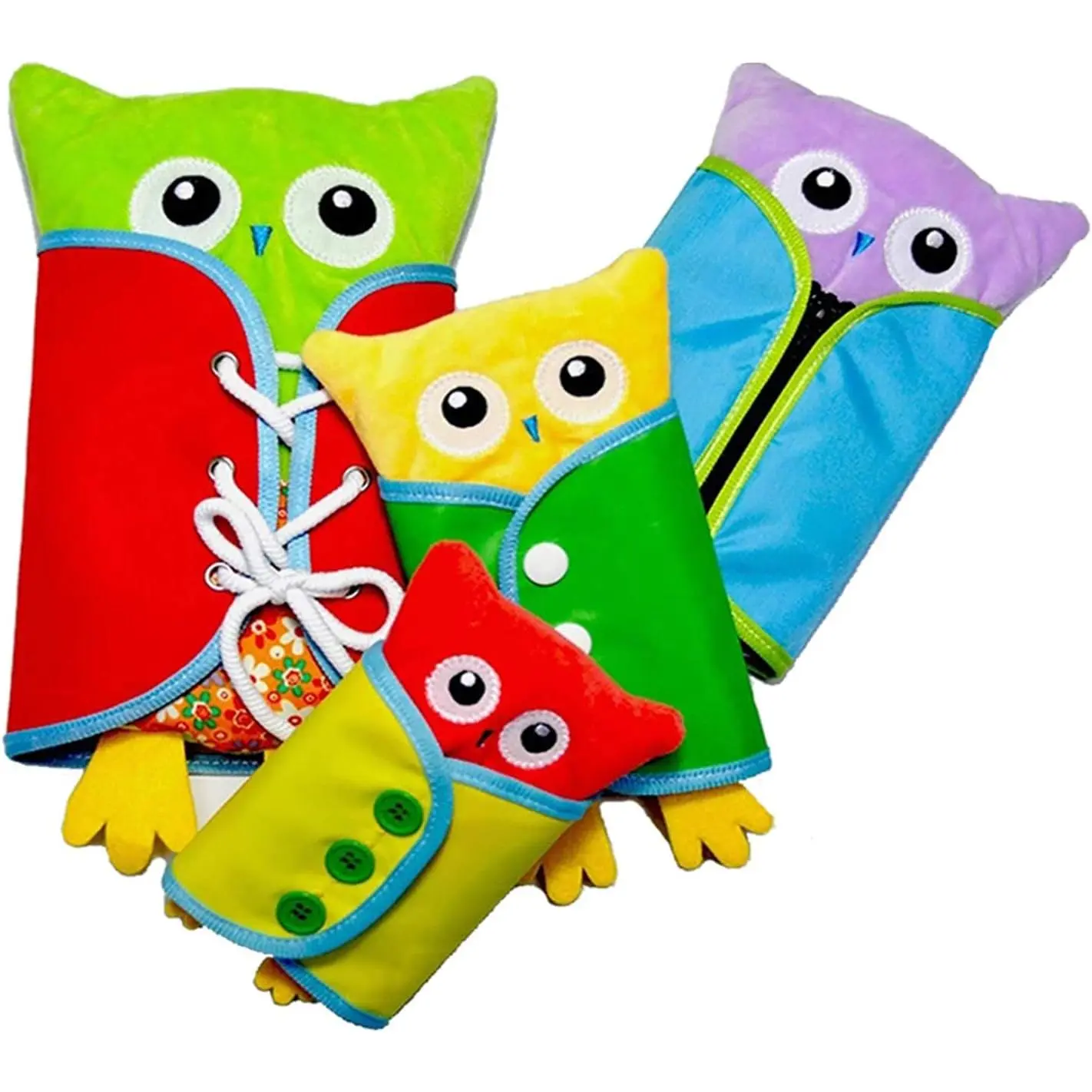 X-ITC87 Learn to Dress Owl Doll Toy - Toddlers Early Learning Basic Life Skills Busy Board with Lace, Snap, Button, Zip for Preschool Education, Christmas Day, Birthday Party, Festivals