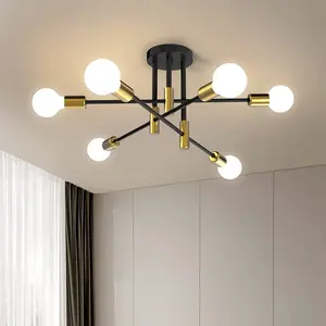 Nordic Modern Minimalist Ceiling Light Pendant Lamp, Iron Art Dining Room Living Room Bedroom Chandelier E27 Socket No Bulb Included, Home Decor Lighting