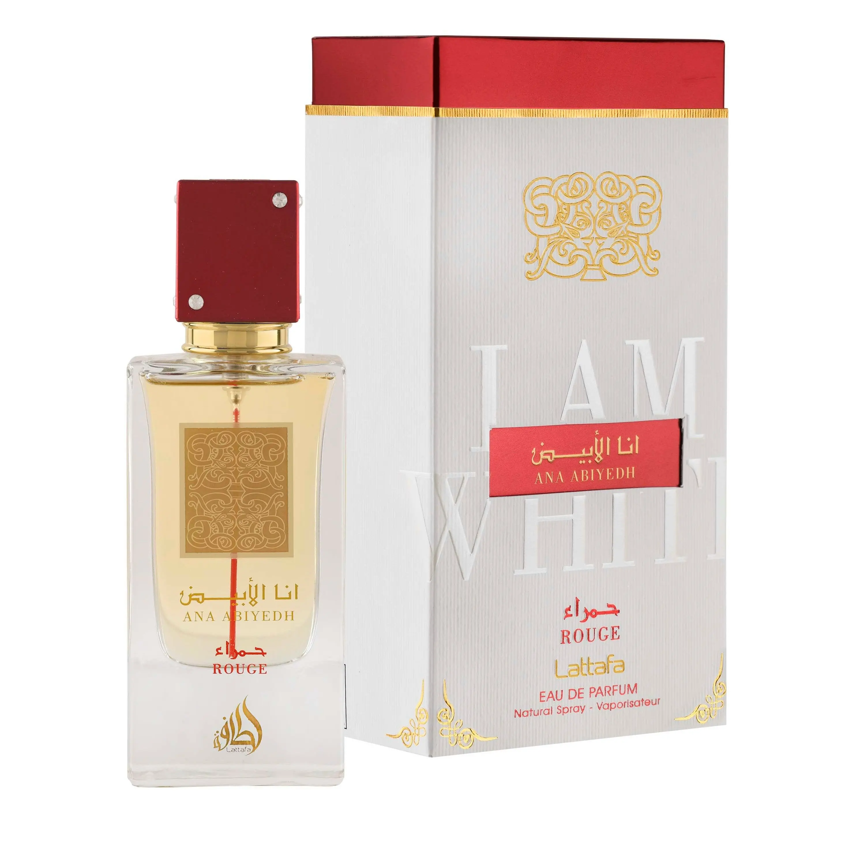 Lattafa Ana Abiyedh Rouge for Unisex Eau de Parfum Spray, 2.0 Ounce