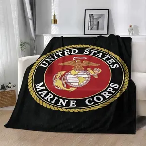 Pure Country  US Marine Corps - Emblem Blanket , USMC Eagle Globe Anchor Fleece Blanket Soft Funny Throw Blanket Cozy Lightweight Plush Portable Cover Blanket For Sofa,Warm Gift For Birthday,Christmas,Multiple Blanket
