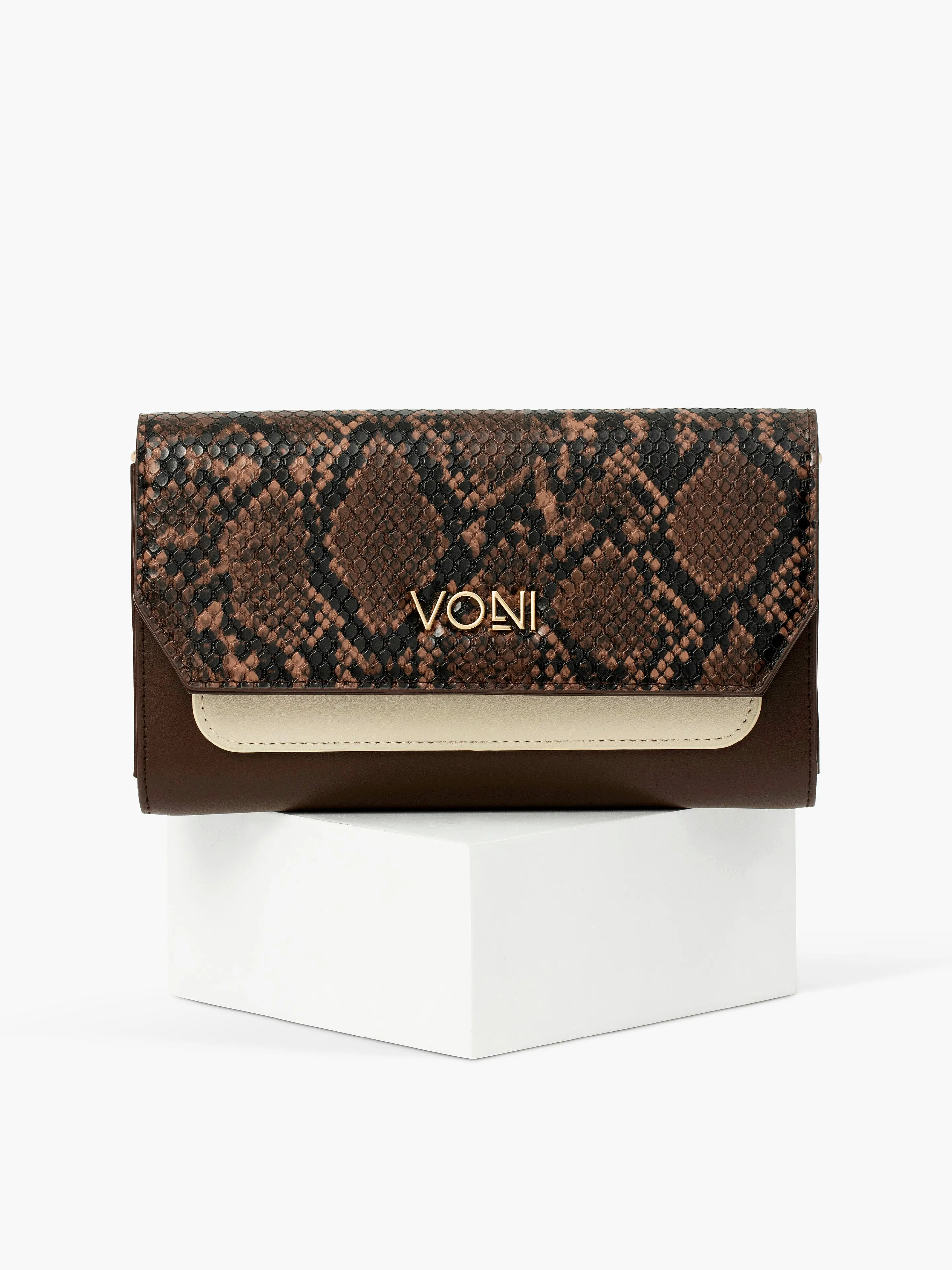 Brittany Snake Print Wallet - Brown