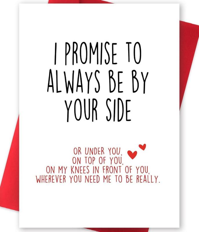 Huameigf Funny Valentines Day Card with Envelope Naughty Anniversary Birthday Card for Boyfriend Husband Fiance Girlfriend Wife Fiancee I Promise to Always Be by Your Side 8 x 5.3inches Red Envelope