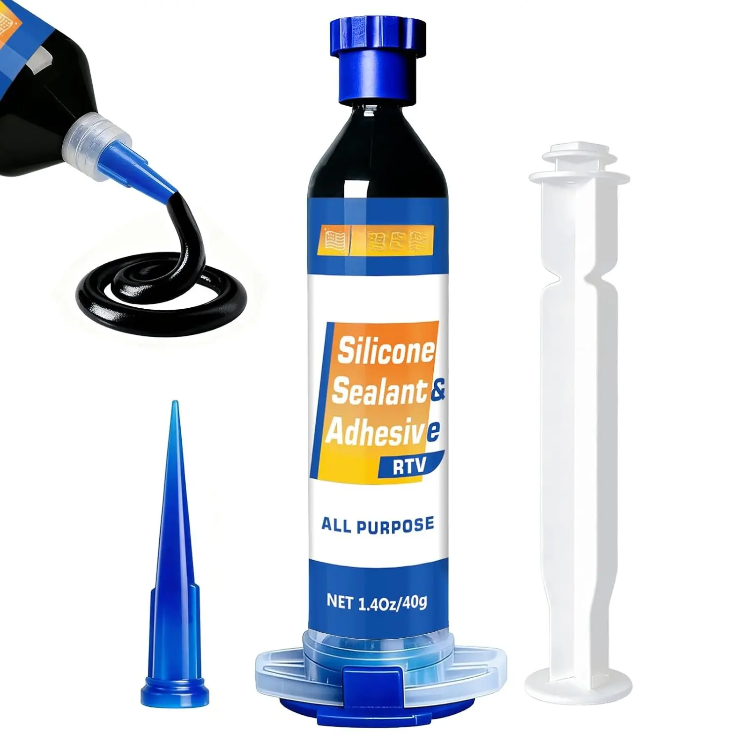 Extra Strong Silicone RTV Sealant Adhesive - Automotive Seam Sealant, RV Leak Proof Seal, Flexible, Shrink & Crack Resistant Caulk (1.4oz/40g) for Window Sealing, Metal/Glass/Tile Surfaces