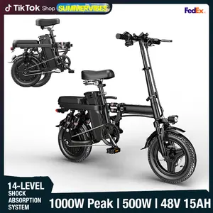 Summervibes  Adult Electric Folding Commuter Bike, 500W Motor, 48V 15Ah Battery, 100Km Range, Dual Disc Brakes, 16-Layer Shock Absorption, High-Speed, UL2849 Certified, Wheel Pedals