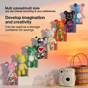 Multicolor Heart Gift Bear 3D Puzzle Building Blocks, Home Office Decor, Party Decoration, Ideal Housewarming Gift, Holiday Gifts