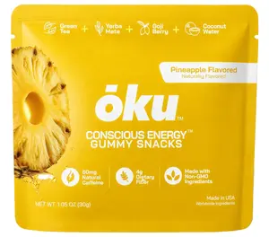 oku Pineapple Energy Gummies - Clean Caffeine + Fiber - 8 - pack