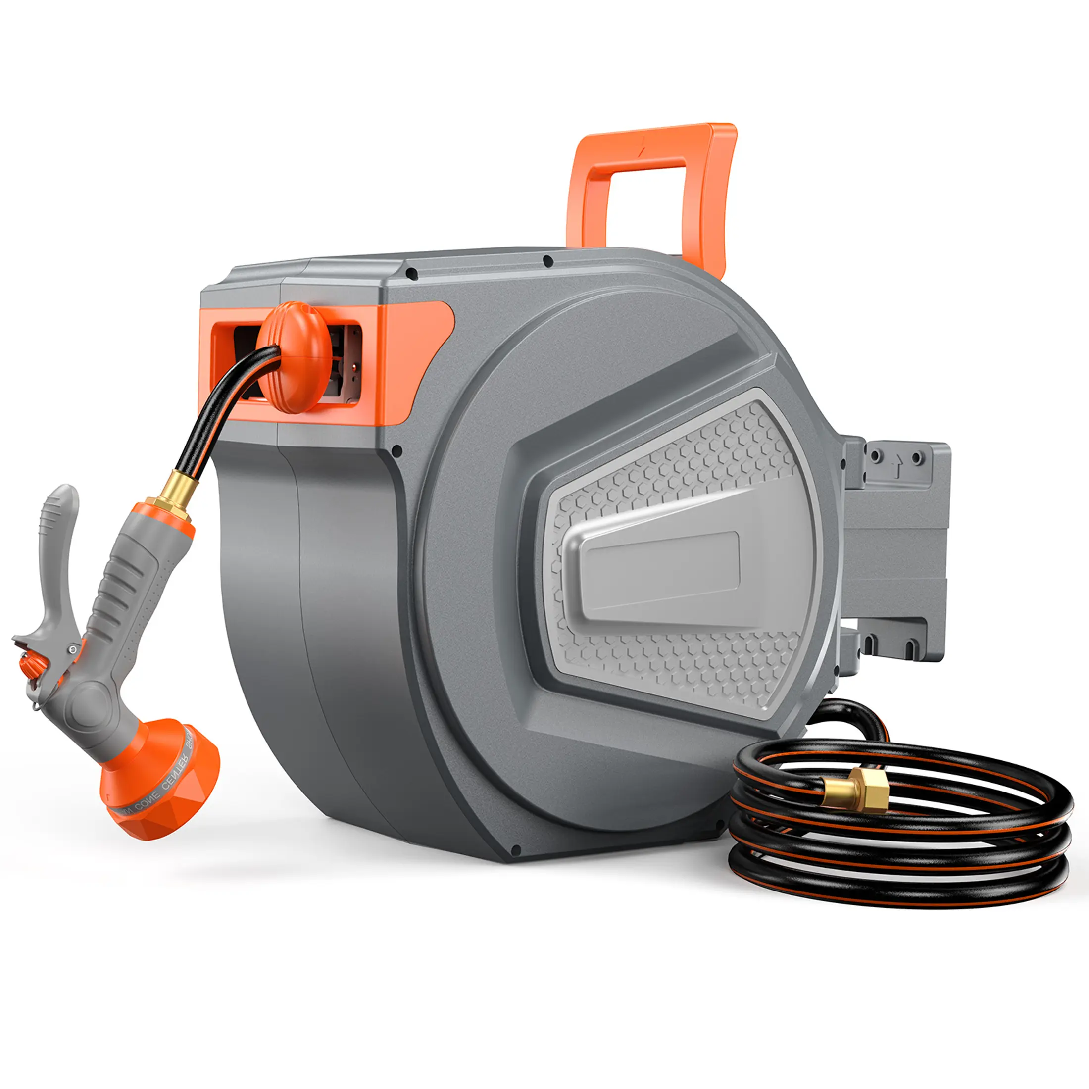 Automatic Retractable Wall-Mounted Garden Water Hose Reel – Heavy-Duty 1/2" x 78' Hose, 9-Pattern Nozzle, Slow Rewind with Any-Length Lock, 180° Swivel for Garage & Outdoor