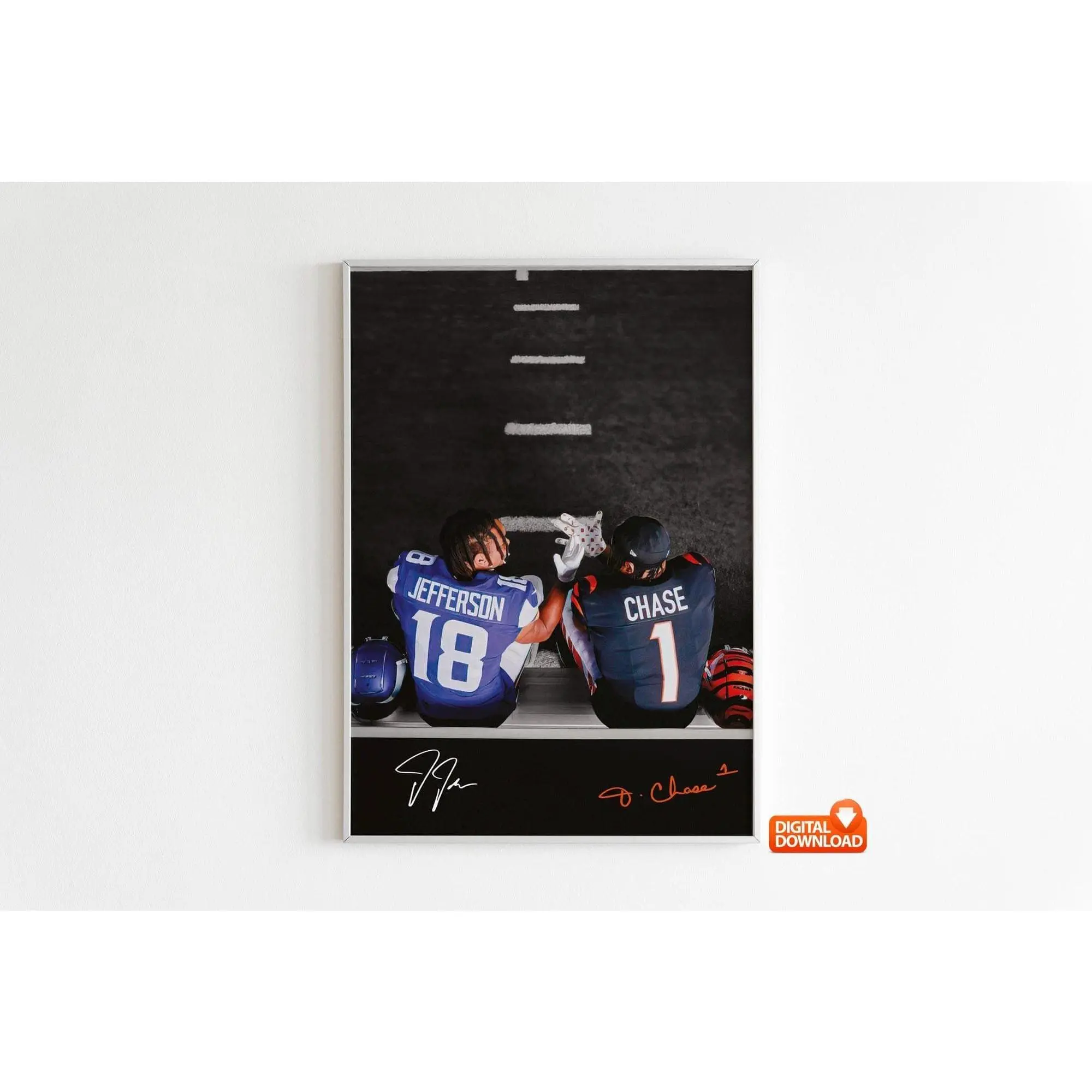 Justin Jefferson Poster, Ja'Marr Chase Poster, Signed Football Poster, Best Gift For Fans( Unframed - Print Only )