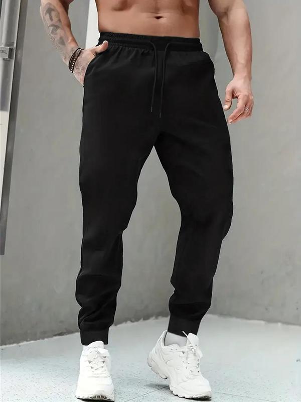 Men's Solid Drawstring Waist Sweatpants, Casual Regular Fit Pocket Jogger Pants for Spring & Fall, Fashion Men's Bottoms for Daily Wear, Casual Comfy Joggers