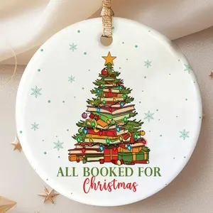 All Booked for Christmas Ornament, Christmas Book Ornament 2024, Bookworm Ornament, Xmas Tree Ornaments, Book Lover Gifts, Librarian Ornaments, Xmas Lights Ornaments, Christmas Ceramic Keepsake