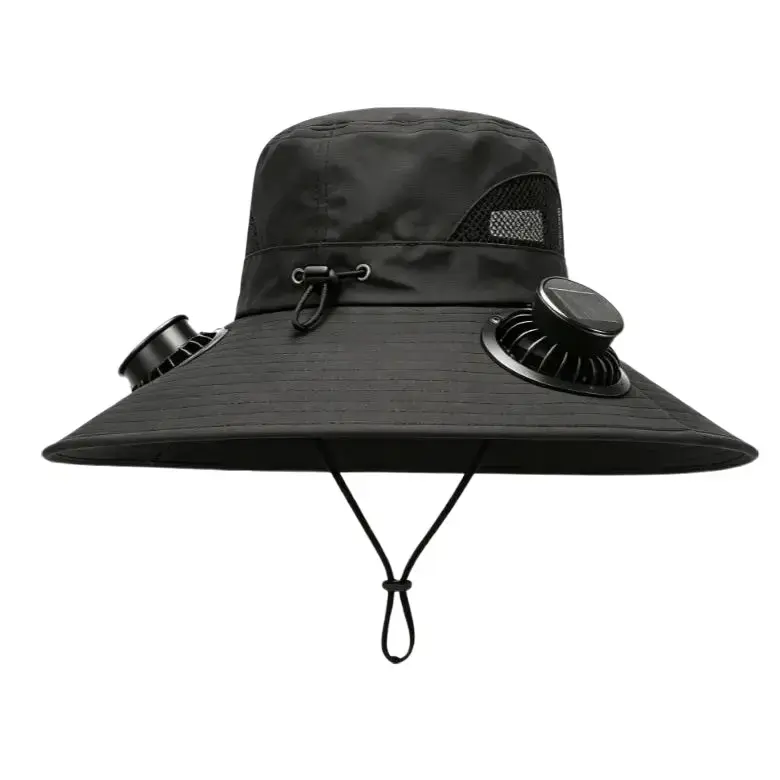 Solar Powered Fan Hat, Wide Brim UPF 50+ Sun Hat with Dual Cooling Fans, USB Rechargeable 3-Speed Outdoor Hat for Fishing, Hiking, Gardening, Beach & CampingOutdoor Sports