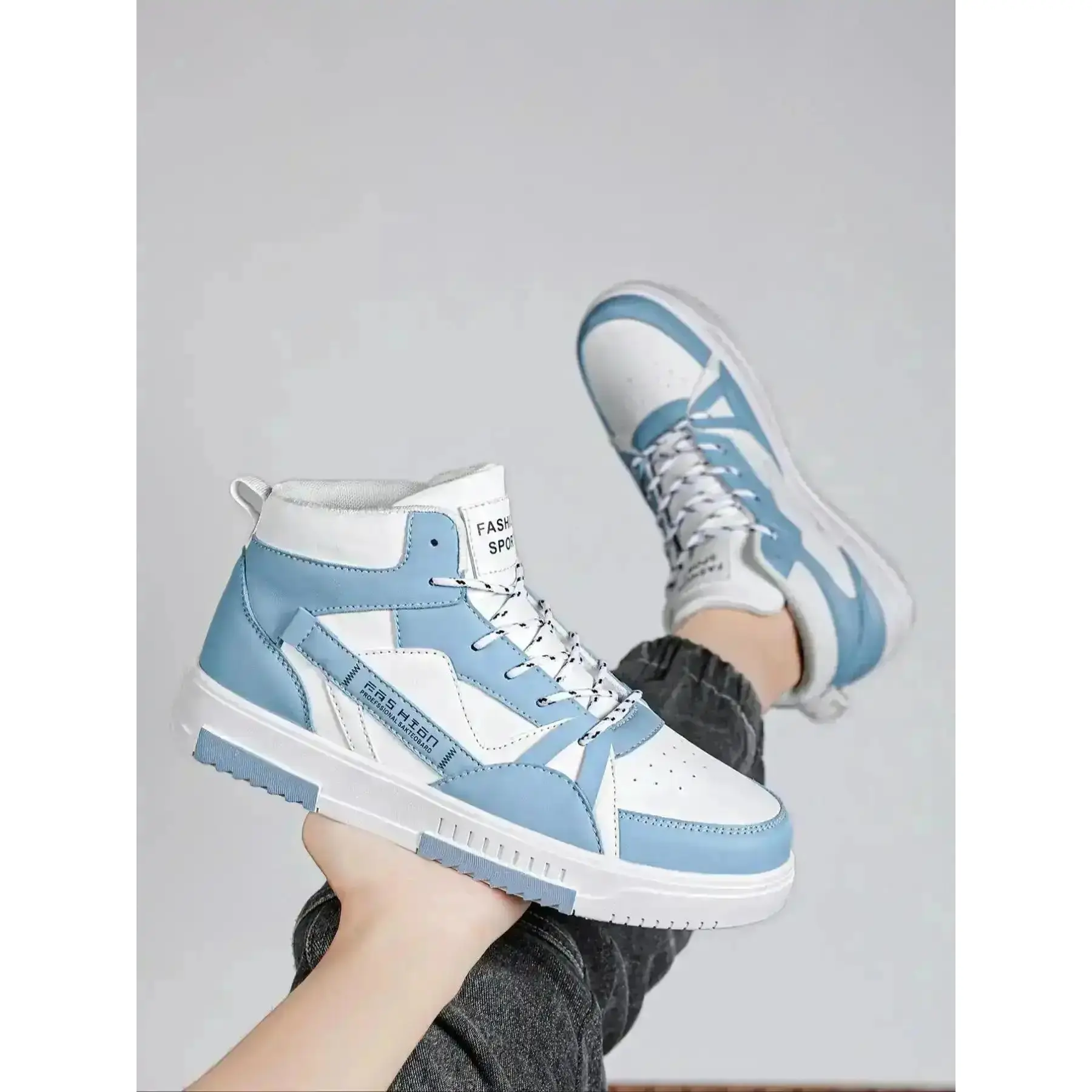 Men's Colorblock Lace Up High Top Sneakers Casual Comfortable Breathable Sports Running Shoes Outdoor Skate for Men Runner Shoe Sporty Gym Tennis Durable Flexible Supportive Stable Soft Non Slip Classic" active trendy