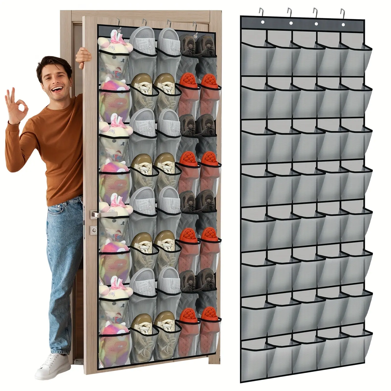 40 Pocket Door Hanging Organizer, Anti-Slip Hooks, Fabric Mesh Storage Cabinet, Space Saving, Easy Install, Home Closet Organization, Organizing Tools, Storage Organizers