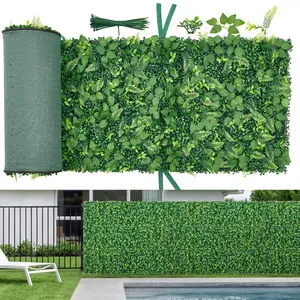 VEVOR Artificial Plant Wall, 4 PCS, Each Panel 2 x 8 ft Artificial Boxwood Panels, Sun Protection Greenery Backdrop Privacy Hedge Fence, Fake Grass Screen for Wedding, Indoor, Outdoor Garden, Backyard