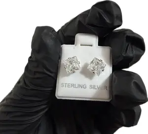 Silver 925 Square Clear CZ Stud Earring