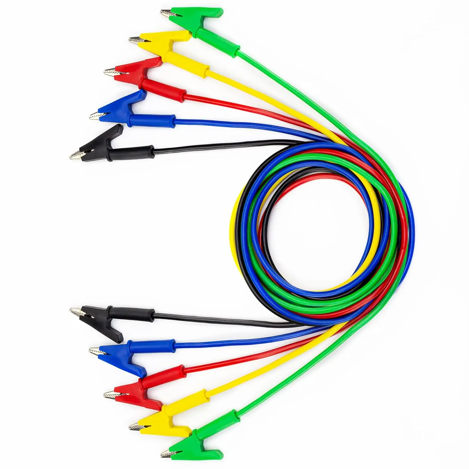 5-Count Heavy-Duty Electrical Test Leads Set, 15A Jumper Wires with Pure Copper Protective Clips, 39.6in 5-Color Cables for Electrical Testing, Experiments