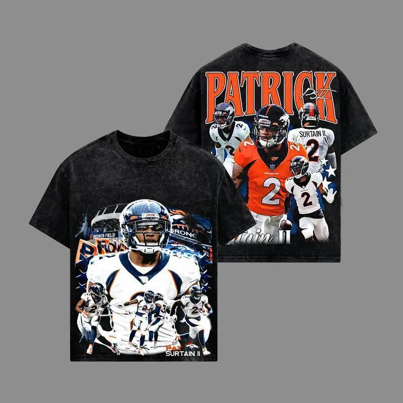 Patrick Surtain II Vintage Football Graphic Tee Acid Wash Cotton Shirt