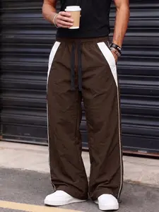 Men's Fashion Casual Sport Pants, Side Stripe Colorblock Design, Durable Polyester Fabric, Ideal for Daily Wear and Outdoor Hiking, Casual Sports Pants
