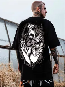 Men'S Summer Casual Short-Sleeve T-Shirt, Featuring a Vintage Dark Style And a Round Neck Design, Suitable for Sports And Fitness, Available in Larger Sizes, Plus Size