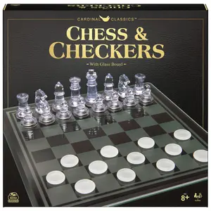 Spin Master Games, Clear Chess and Checkers Set with Glass Gameboard, for Ages 8+