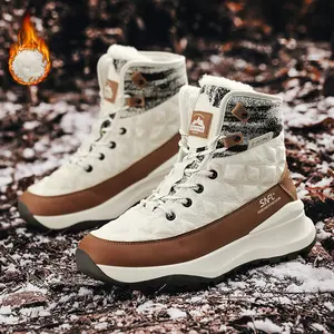 Unisex's Solid Color Thermal Snow Boots, CasualComfortable Rotary Knob Design Outdoor Sports SnowBoots, Non-slip Warm Snow Boots for Outdoor Activities