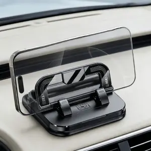 Foldable Car Phone Holder with License Plate, Abs Dashboard Mount, Adjustable Universal Smartphone Stand, Safe Clip for Daily Use