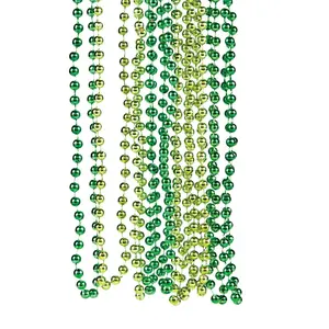 Bulk Assortment of Metallic Shades of Green Bead Necklaces - 48 Pc.