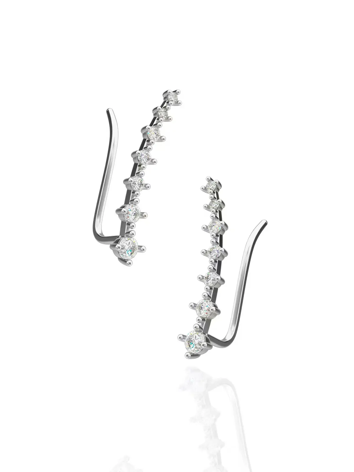 S925 Moissanite Ear Climber Earrings, Iced Out Sparkly Crawler Stud Earrings, Unisex Hip Hop Jewelry Gift birthday valentine anniversary gift