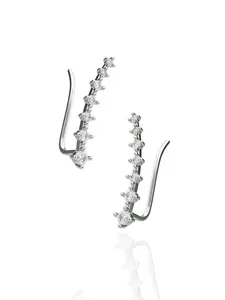 S925 Moissanite Ear Climber Earrings, Iced Out Sparkly Crawler Stud Earrings, Unisex Hip Hop Jewelry Gift birthday valentine anniversary gift