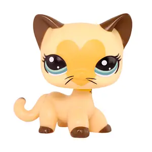 Rare Old Original Brown Heart Face Siamese Shorthair Cat #3573 Action Figure Toy Stand for Kids Adorable Collectible Pet Shop Animal Christmas Birthday Gift Tiny Cute Room Decor Viral Holiday Present Festive